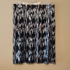 nwot Calvin Klein Sequin Black and Silver Women's Mini Skirt Sz M